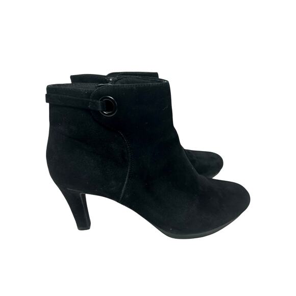 Clarks Shoes - Clarks Grommet Black Vegan Suede High Heels Ankle Boots Size 10M Moto Whimsigoth